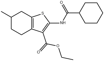 ethyl 2-(cyclohexanecarboxamido)-6-methyl-4,5,6,7-tetrahydrobenzo[b]thiophene-3-carboxylate Struktur