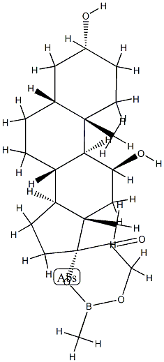 3α,11β-Dihydroxy-17,21-[(methylboranediyl)bisoxy]-5β-pregnan-20-one Struktur