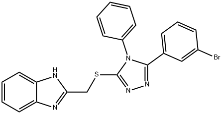 2-({[5-(3-bromophenyl)-4-phenyl-4H-1,2,4-triazol-3-yl]sulfanyl}methyl)-1H-benzimidazole Struktur