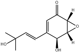 (1R,5R,6R)-4-[(E)-3-Hydroxy-3-methyl-1-butenyl]-5β-hydroxy-7-oxabicyclo[4.1.0]hepta-3-ene-2-one Struktur