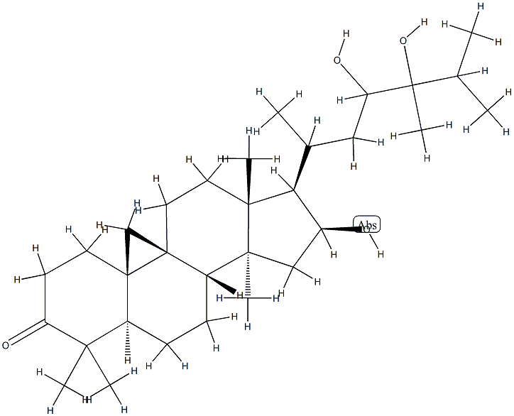 (20ξ)-16β,23,24-Trihydroxy-24-methyl-9β,19-cyclo-5α-lanostan-3-one Struktur