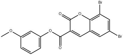 3-methoxyphenyl 6,8-dibromo-2-oxo-2H-chromene-3-carboxylate Struktur