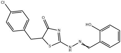 2-hydroxybenzaldehyde [5-(4-chlorobenzyl)-4-oxo-1,3-thiazolidin-2-ylidene]hydrazone Struktur