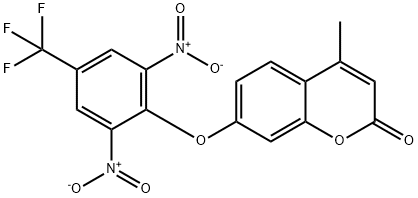 7-[2,6-dinitro-4-(trifluoromethyl)phenoxy]-4-methyl-2H-chromen-2-one Struktur