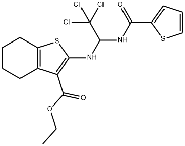 ethyl 2-((2,2,2-trichloro-1-(thiophene-2-carboxamido)ethyl)amino)-4,5,6,7-tetrahydrobenzo[b]thiophene-3-carboxylate Struktur