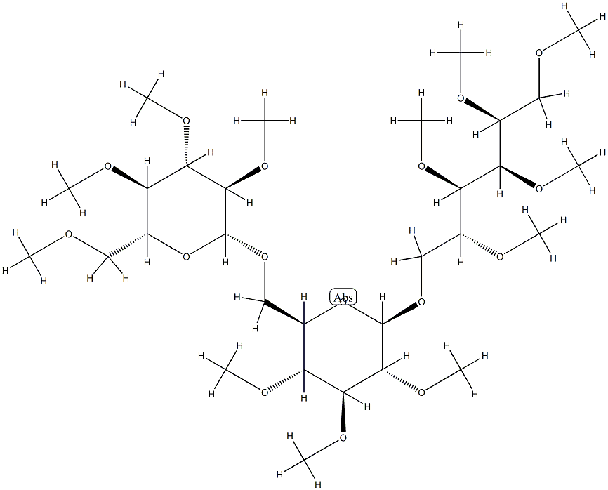 6-O-[6-O-(2-O,3-O,4-O,6-O-Tetramethyl-β-D-glucopyranosyl)-2-O,3-O,4-O-trimethyl-β-D-glucopyranosyl]-1-O,2-O,3-O,4-O,5-O-pentamethyl-D-glucitol Struktur