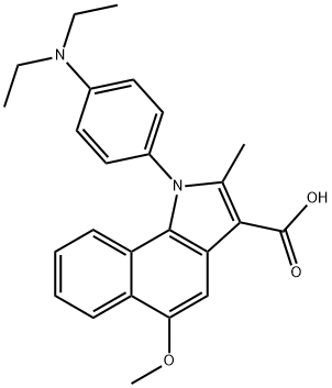 1-[4-(diethylamino)phenyl]-5-methoxy-2-methyl-1H-benzo[g]indole-3-carboxylic acid Struktur