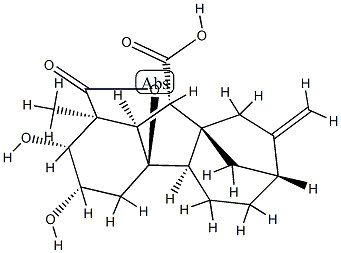 2β,3β,4aα-Trihydroxy-1β-methyl-8-methylenegibbane-1α,10β-dicarboxylic acid 1,4a-lactone Struktur