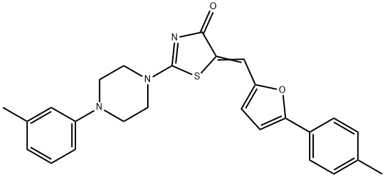 5-{[5-(4-methylphenyl)-2-furyl]methylene}-2-[4-(3-methylphenyl)-1-piperazinyl]-1,3-thiazol-4(5H)-one Struktur