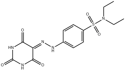 N,N-diethyl-4-{2-[2,4,6-trioxotetrahydro-5(2H)-pyrimidinylidene]hydrazino}benzenesulfonamide Struktur