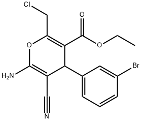 ethyl 6-amino-4-(3-bromophenyl)-2-(chloromethyl)-5-cyano-4H-pyran-3-carboxylate Struktur