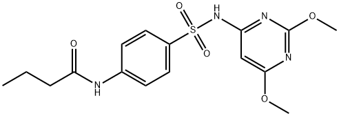 N-(4-{[(2,6-dimethoxy-4-pyrimidinyl)amino]sulfonyl}phenyl)butanamide Struktur