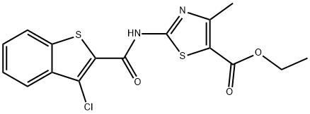 ethyl 2-(3-chlorobenzo[b]thiophene-2-carboxamido)-4-methylthiazole-5-carboxylate Struktur