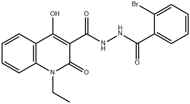 N'-[(2-bromophenyl)carbonyl]-1-ethyl-4-hydroxy-2-oxo-1,2-dihydroquinoline-3-carbohydrazide Struktur