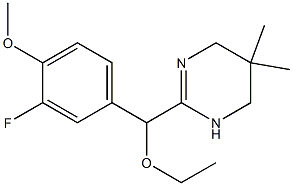 3,4,5,6-Tetrahydro-5,5-dimethyl-2-(α-ethoxy-3-fluoro-4-methoxybenzyl)pyrimidine Struktur