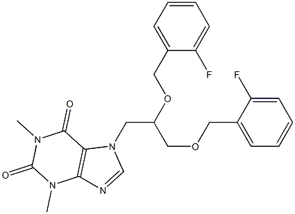 7-{2,3-bis[(2-fluorobenzyl)oxy]propyl}-1,3-dimethyl-3,7-dihydro-1H-purine-2,6-dione Struktur