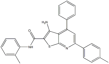 3-amino-N-(2-methylphenyl)-6-(4-methylphenyl)-4-phenylthieno[2,3-b]pyridine-2-carboxamide Struktur