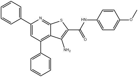 3-amino-N-(4-methoxyphenyl)-4,6-diphenylthieno[2,3-b]pyridine-2-carboxamide Struktur