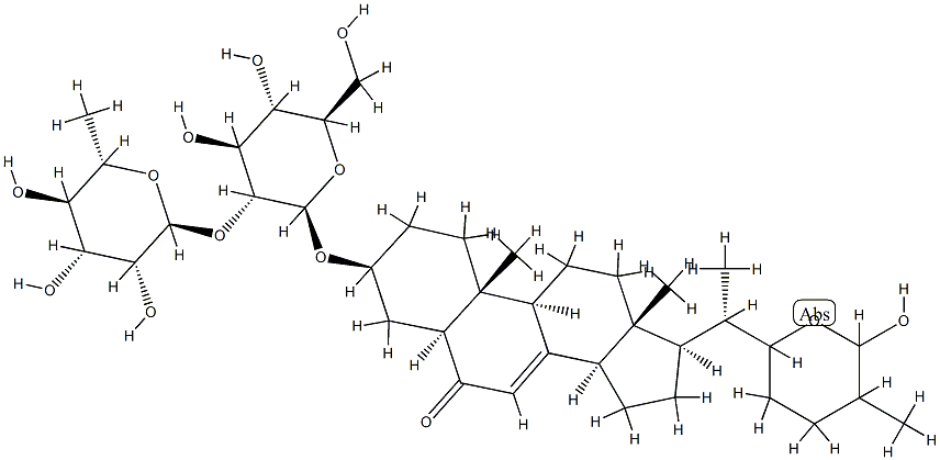 3β-[[2-O-(6-Deoxy-α-L-mannopyranosyl)-β-D-glucopyranosyl]oxy]-22,26-epoxy-26-hydroxy-5α-cholest-7-en-6-one Struktur