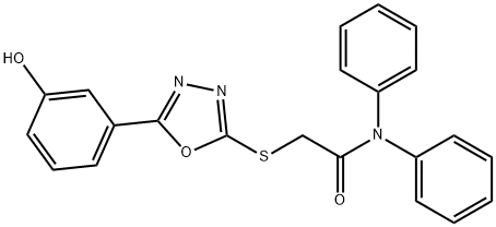 2-{[5-(3-hydroxyphenyl)-1,3,4-oxadiazol-2-yl]sulfanyl}-N,N-diphenylacetamide Struktur