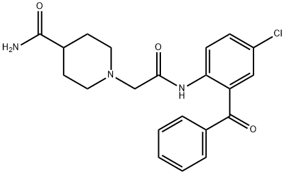 1-[2-(2-benzoyl-4-chloroanilino)-2-oxoethyl]-4-piperidinecarboxamide Struktur