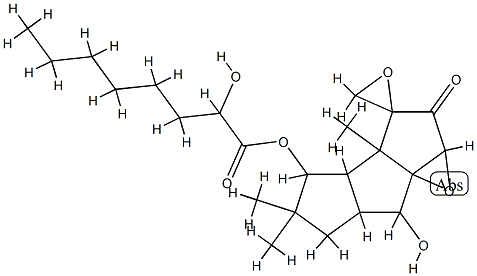 3b,4,5,6,6a,7-Hexahydro-7-hydroxy-4-(2-hydroxyoctanoyloxy)-3a,5,5-trimethylspiro[cyclopenta[4,5]pentaleno[1,6a-b]oxirene-3(3aH),2'-oxiran]-2(1aH)-one Struktur