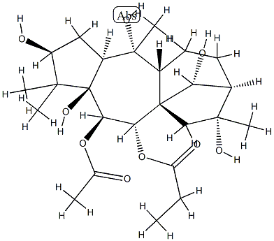 (14R)-Grayanotoxane-3β,5,6β,7α,10,14,16-heptol 6-acetate 7-propanoate Struktur