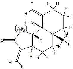 (3aS)-3aβ,4,5,5a,6,7,8,9,9a,9bα-Decahydro-9aβ-hydroxy-5aα-methyl-3,9-bis(methylene)naphtho[1,2-b]furan-2(3H)-one Struktur