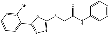 2-{[5-(2-hydroxyphenyl)-1,3,4-oxadiazol-2-yl]sulfanyl}-N-phenylacetamide Struktur