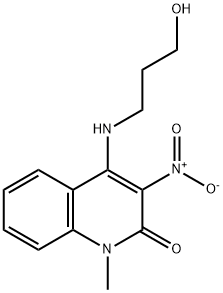 3-nitro-4-[(3-hydroxypropyl)amino]-1-methyl-2(1H)-quinolinone Struktur