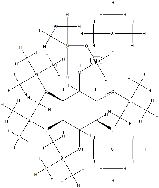 1-O,2-O,4-O,5-O,6-O-Pentakis(trimethylsilyl)-L-myo-inositol 3-[phosphoric acid bis(trimethylsilyl)] ester Struktur