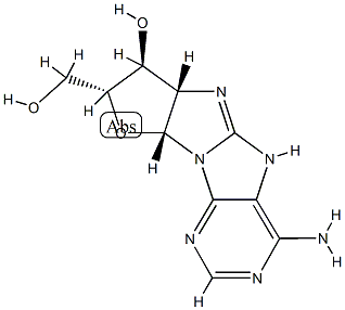 (6aS)-4-Amino-6aα,7,8,9aα-tetrahydro-7α-hydroxy-6H-furo[3',2':4,5]imidazo[1,2-e]purine-8β-methanol Struktur