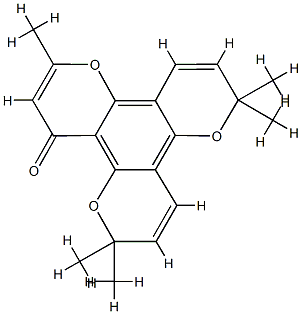 2,2,6,6,10-Pentamethyl-2H,6H,12H-benzo[1,2-b:3,4-b':5,6-b'']tripyran-12-one Struktur