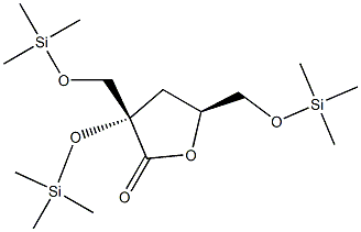 2-O,5-O-Bis(trimethylsilyl)-2-C-[[(trimethylsilyl)oxy]methyl]-3-deoxy-D-erythro-pentonic acid γ-lactone Struktur