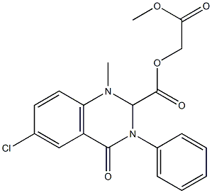 6-Chloro-3,4-dihydro-2-(methoxycarbonyl)-4-oxo-3-phenyl-2(1H)-quinazolineacetic acid methyl ester Struktur