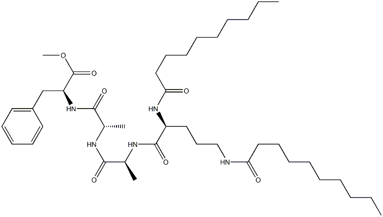 N2,N5-Bis(1-oxodecyl)-L-Orn-L-Ala-L-Ala-L-Phe-OMe Struktur