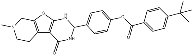 4-(7-methyl-4-oxo-1,2,3,4,5,6,7,8-octahydropyrido[4',3':4,5]thieno[2,3-d]pyrimidin-2-yl)phenyl 4-tert-butylbenzoate Struktur