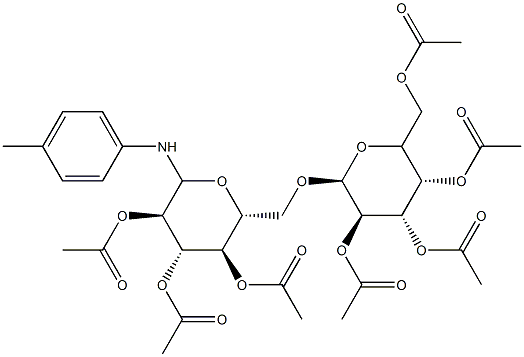 N-(4-Methylphenyl)-6-O-(2-O,3-O,4-O,6-O-tetraacetyl-α-D-galactopyranosyl)-2-O,3-O,4-O-triacetyl-D-glucopyranosylamine Struktur