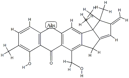 (+)-2,3,3a,12-Tetrahydro-9-hydroxy-11-(hydroxymethyl)-3,3,3a,8-tetramethyl-2-methylene-10H-pentaleno[2,1-b]xanthen-10-one Struktur