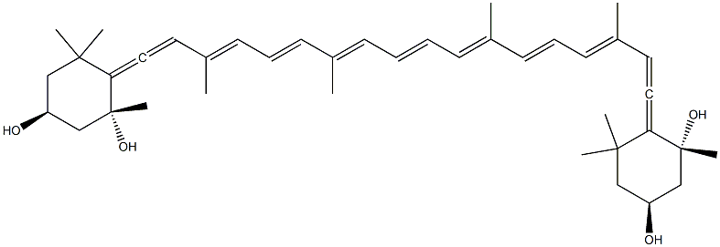 (3S,3'S,5R,5'R,6R,6'R)-6,6',7,7'-Tetradehydro-5,5',6,6'-tetrahydro-3,3',5,5'-tetrahydroxy-β,β-carotene Struktur