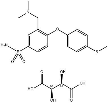 3-[(DIMETHYLAMINO)METHYL]-4-[4-(METHYLSULFANYL)PHENOXY]BENZENE-1-SULFONAMIDE L-TARTARATE (1:1) Struktur