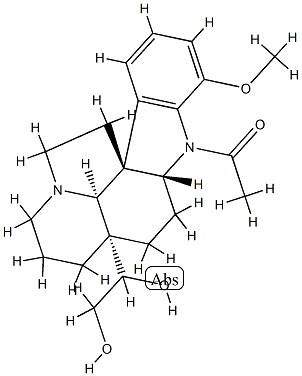 Aspidospermidine-20,21-diol, 1-acetyl-17-methoxy- Struktur