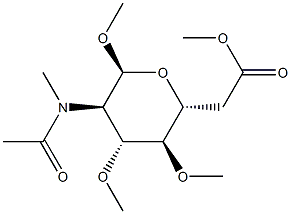 Methyl 6-O-acetyl-2-[acetyl(methyl)amino]-3-O,4-O-dimethyl-2-deoxy-α-D-galactopyranoside Struktur