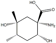 Cyclohexanecarboxylic acid, 1-amino-2,5-dihydroxy-4,5-dimethyl-, (1R,2S,4R,5S)-rel- (9CI) Struktur