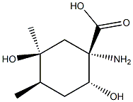 Cyclohexanecarboxylic acid, 1-amino-2,5-dihydroxy-4,5-dimethyl-, (1R,2S,4S,5R)-rel- (9CI) Struktur