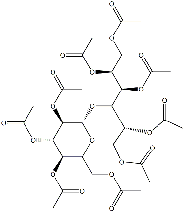 1-O,2-O,3-O,5-O,6-O-Pentaacetyl-4-O-(2-O,3-O,4-O,6-O-tetraacetyl-β-D-galactopyranosyl)-D-glucitol Struktur