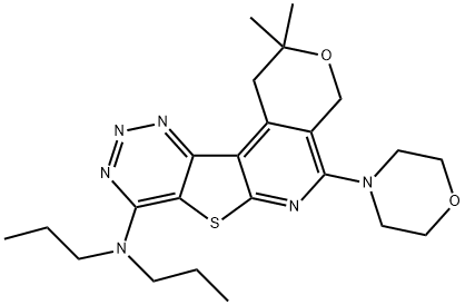 2,2-dimethyl-5-(4-morpholinyl)-N,N-dipropyl-1,4-dihydro-2H-pyrano[4'',3'':4',5']pyrido[3',2':4,5]thieno[3,2-d][1,2,3]triazin-8-amine Struktur