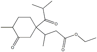 β,4-Dimethyl-1-(2-methyl-1-oxopropyl)-3-oxo-1-cyclohexanepropionic acid ethyl ester Struktur