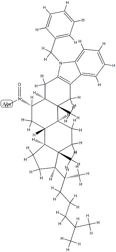 6α-Nitro-1'-phenylmethyl-1'H-5α-cholest-2-eno[3,2-b]indole Struktur