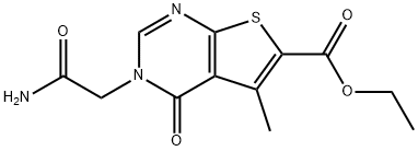 ethyl 3-(2-amino-2-oxoethyl)-5-methyl-4-oxo-3,4-dihydrothieno[2,3-d]pyrimidine-6-carboxylate Struktur